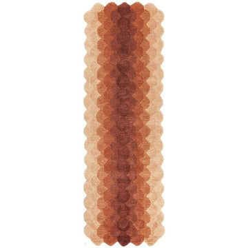 Hive Modern Geometric Hexagonal Ombre Gradient Hand-Woven Wool Low Profile Short Pile Rust/Beige/Terra/Brown Runner-Asiatic Carpets-Rug Love - The Most Loved Rug Store